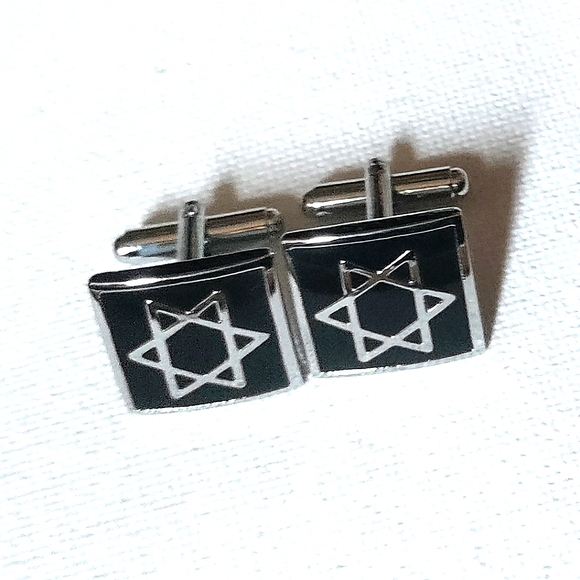 NEW Cufflinks: "Star of David". Christianity. Judaism. Silver-Tone, Bullet Back. - Picture 1 of 3